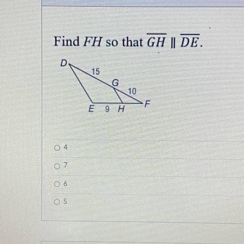 Find FH so that GH is parallel to DE