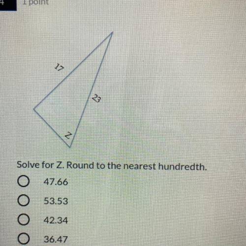Solve for Z, Round to the nearest hundredth. (Please help!!❤️)