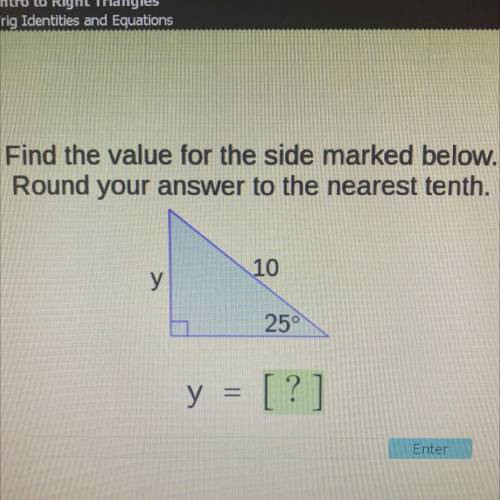 Find the value for the side marked below.