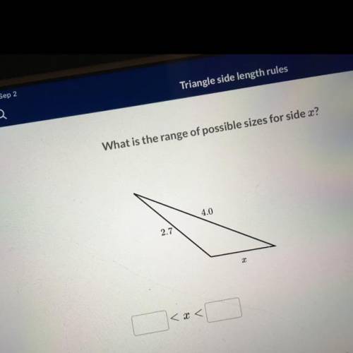 What is the range of possible sizes for side x?