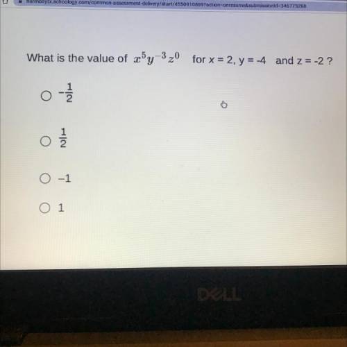 What is the value of x y 320
for x = 2, y = -4 and z = -2 ?
1 / 1
0 -1
O 1