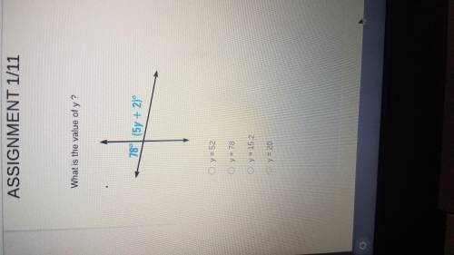 78 degree angle (5y + 2) what is the value of y?