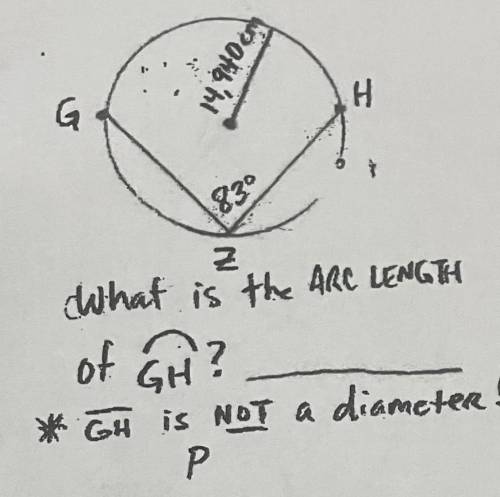 Please help i need to find the arc length of GH
