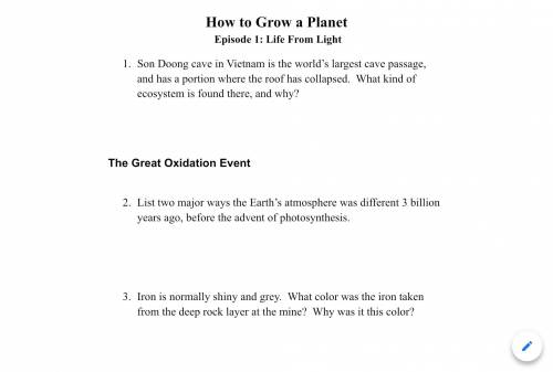 Can somebody help me with the ‘How to grow a planet, Episode 1; Life from Light’ worksheet. My teac