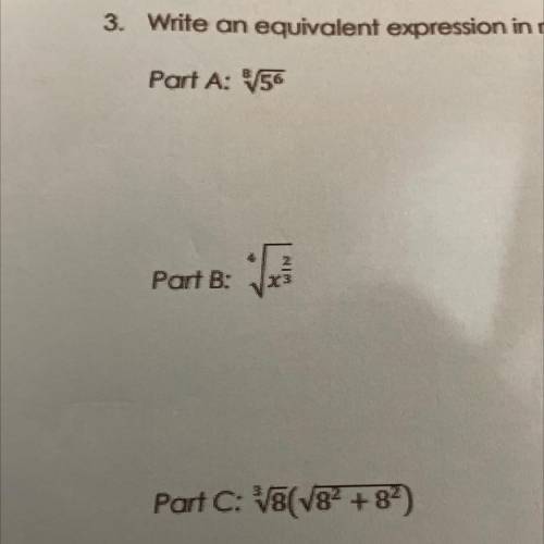 Write a equivalent expression in rational exponent form