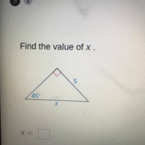 Find the value of x. 
x=