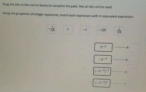 Using the properties of integer exponents, match each expression with its equivalent expression.