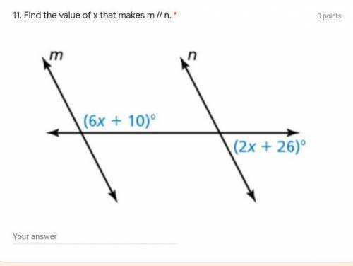 Find the value of x that makes m // n show how you solved it