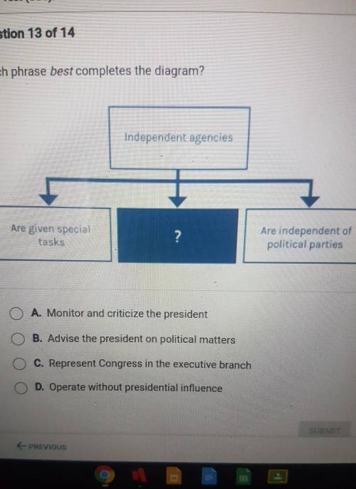 L which phrase best completes the diagram?

a. Monitor and criticize the president B. Advise the p
