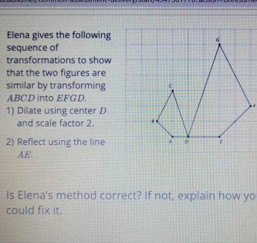 Elena gives the following sequence of transformations to show that the two figures are similar by t