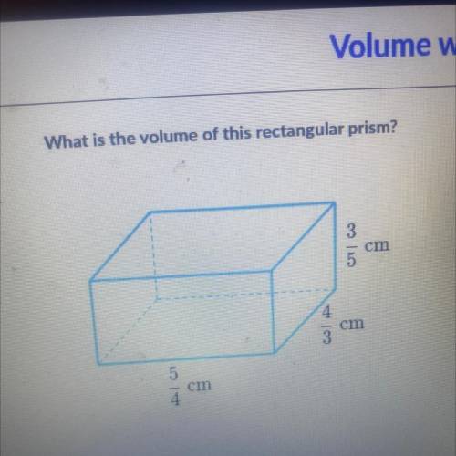 What is the volume of this rectangular prism?
3/5 cm
4/3 cm
5/4 cm