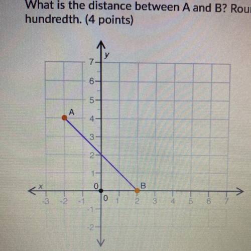PLEASE HELP ASAP!!

what is the distance between A and B
1) 4.56
2) 5.35
3) 5.66
4) 6.10
