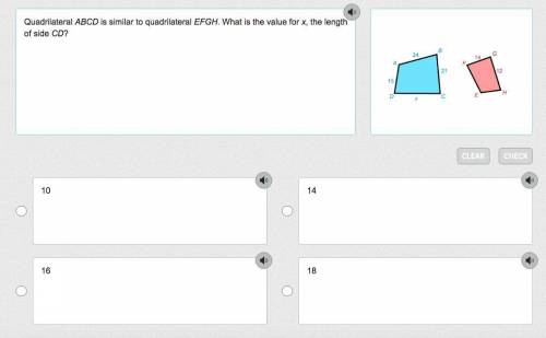 Quadrilateral ABCD is similar to quadrilateral EFGH. What is the value for x, the length of side CD