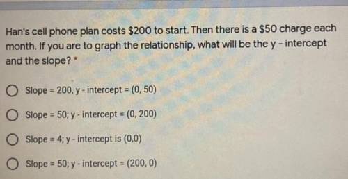 Please help this is an emergency

Han’s cell phone plan costs $200 to start. Then there is a $50 c
