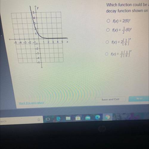 Which function could be a stretch of the exponential
decay function shown on the graph?