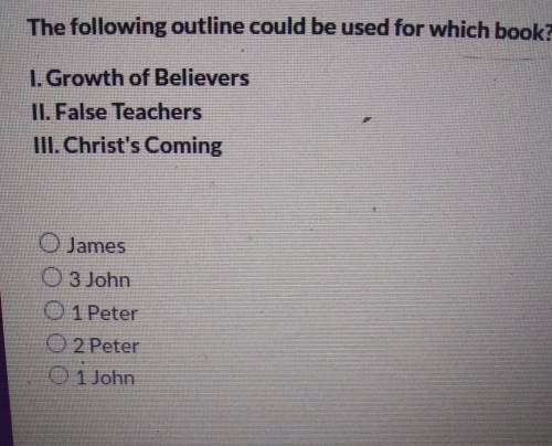 The following outline could be used for which book?

I.Growth of Believers II. False Teachers III.