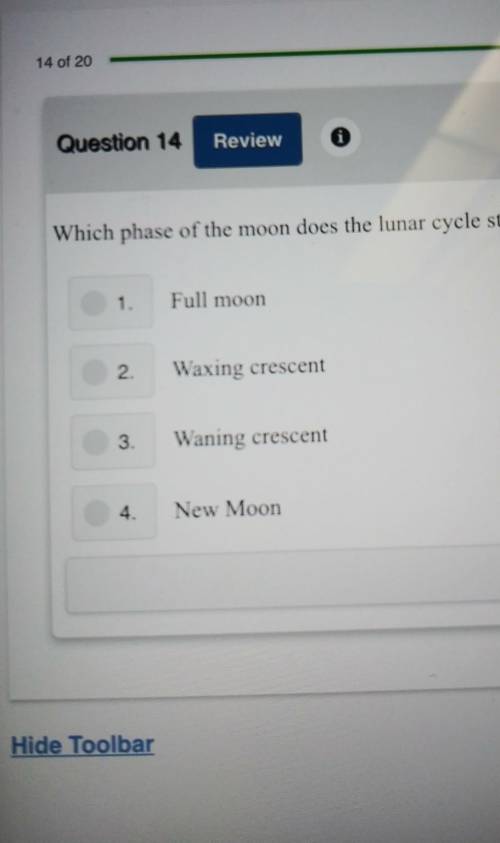 Which phase of the moon does the lunar cycle start with?