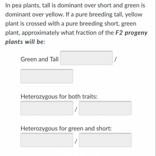 In pea plants, tall is dominant over short and green is dominant over yellow. If a pure

breeding