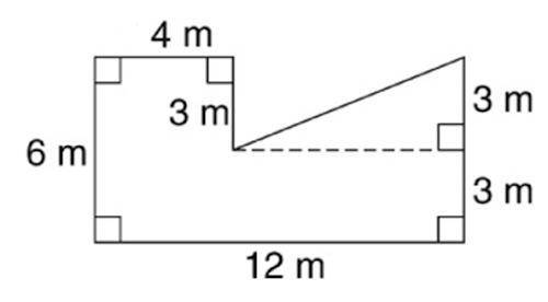 Explain how to find the area of the composite figure below. Be as specific as possible, using the f
