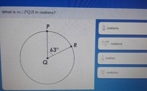 What is m<PQR in radians ?