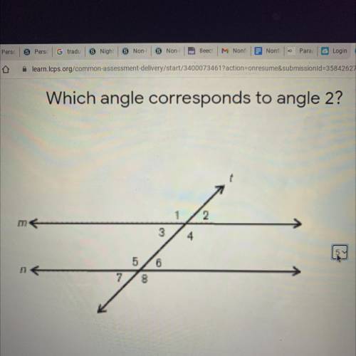 Which angle corresponds to angle 2?