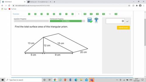 Find the total surface area of the triangular prism