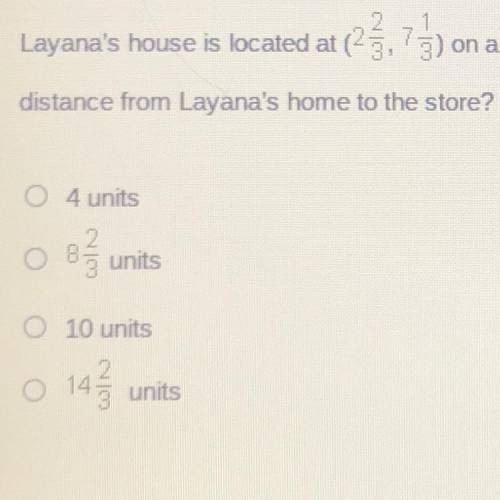 Lanya's house is located at (2 2/3, 7 1/3) on a map. The store where she works is located at (-1 1/
