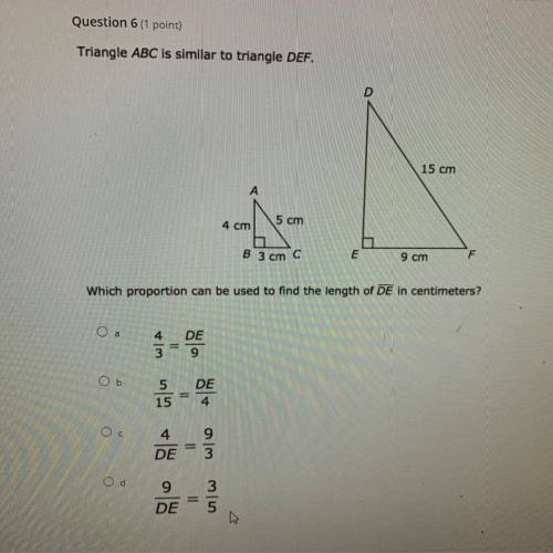 Triangle ABC is similar to triangle DEF