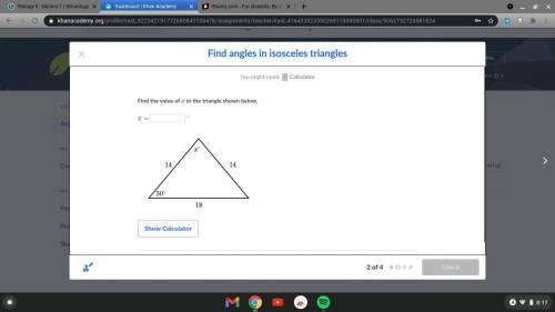 Find the value of xin the triangle shown below
