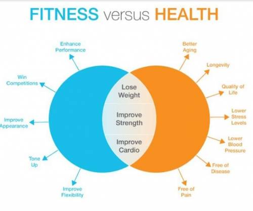 Kindly attempt the question. A pie chart displaying the data of fitness versus health. Using the cl