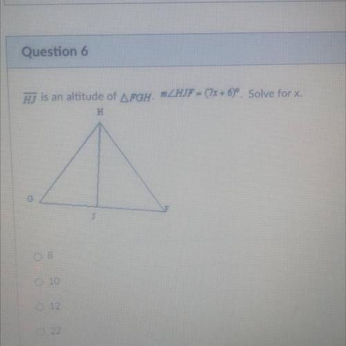 Help pls. HJ is an altitude of triangle FGH. M