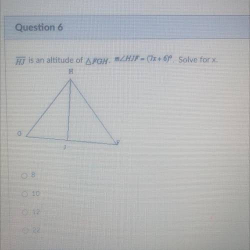 Help pls!! HJ is an altitude of triangle FGH. M