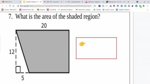 What is the area of the shaded region? (picture is below) pls help me :((
