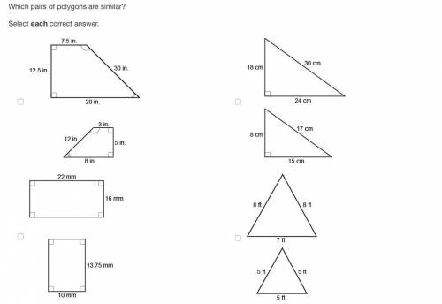 Which pairs of polygons are similar? Plz help