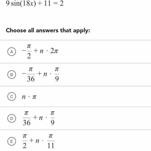 How do I solve this? Pi/2 +n*pi is also an option. There may be multiple options.