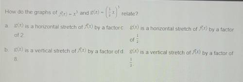 How do the graphs of f(x)=x^3 and g(x)=(1/2x)^3 relate?
