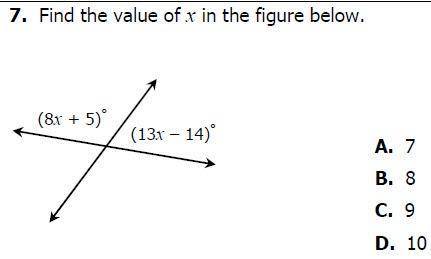 Find the value of x in the following figure