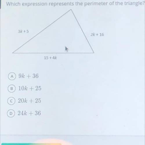 Which expression represents the perimeter of the triangle?
