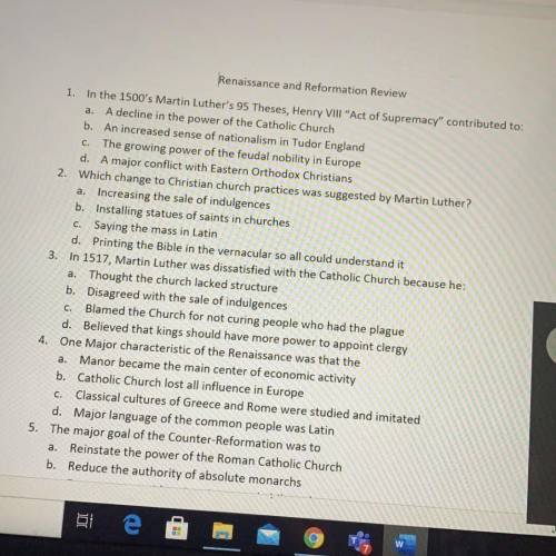 Renaissance and reformation review￼
i could use help with any of them