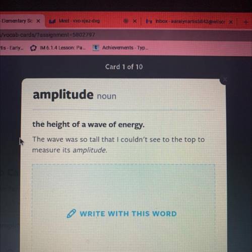 Amplitude noun

the height of a wave of energy.
The wave was so tall that I couldn't see to the to