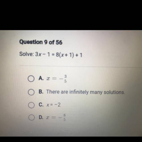 Solve: 3x-1=8(x+1)+1