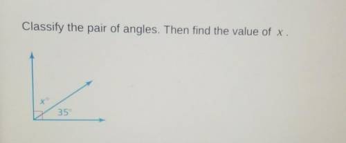 Classify the pair of angles. Then find the value of x. 350. please help me with this
