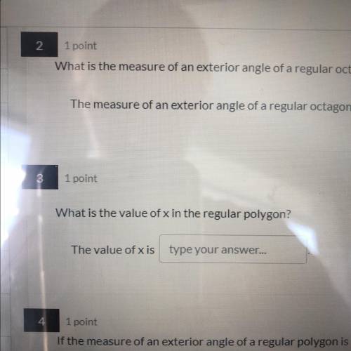 What is the value of x in the regular polygon?
The value of x is?