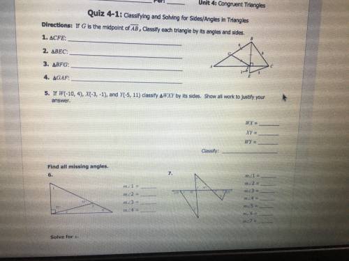 Need help Quiz 4-1 Classifying and Solving for Sides/Angles in Triangles URGENT