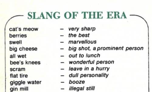 Write a paragraph using at least (10) 1920’s slang words.