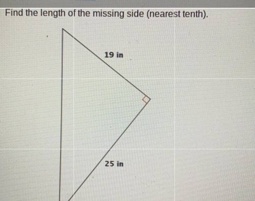Find the length of the missing side (nearest tenth).
19 in
25 in