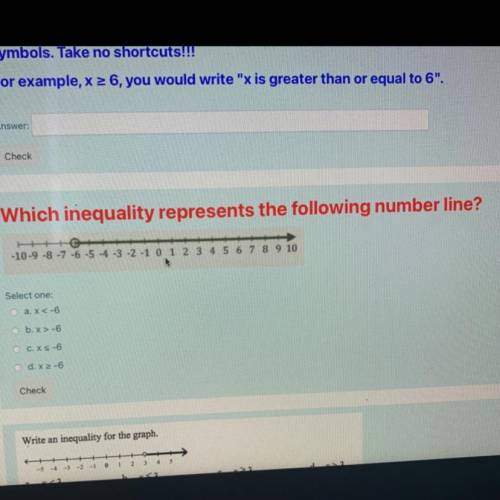 Which inequality represents the following number line?

+
-10-9 -8 -7 -6 -5 -4 -3 -2 -1 0 1 2 3 4