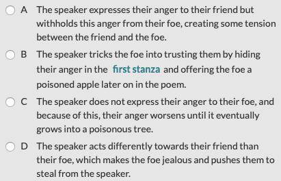 How do the speaker's actions in the first stanza provoke action in the poem A poison Tree.