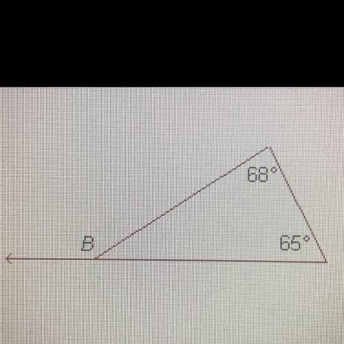 What is the measure, in degrees, of the angle marked B?
133
65
68
47