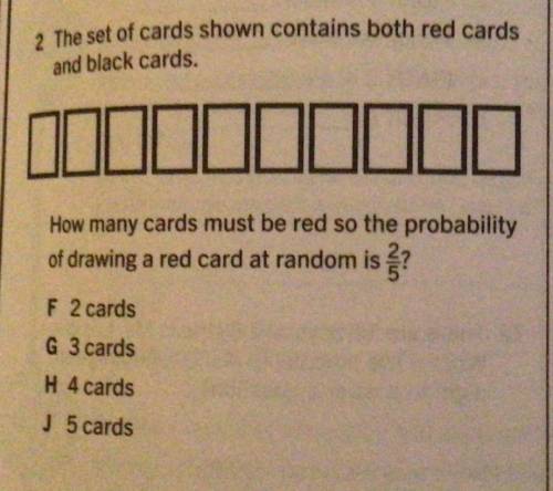 The set of cards shown contains both red and black cards. How many cards must be red so the probabi